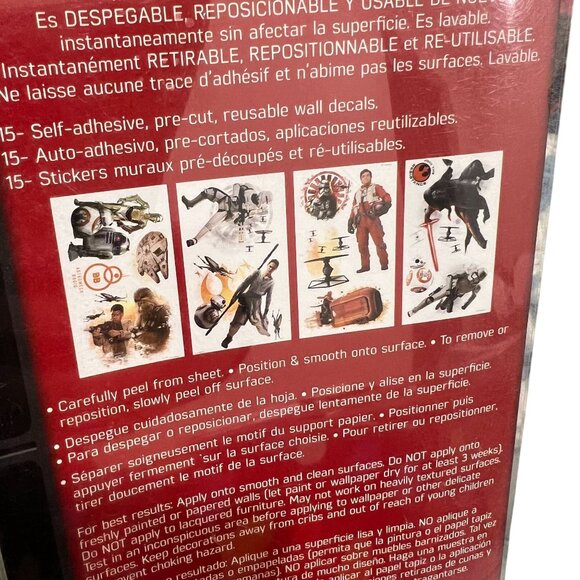 Star Wars Themed Peel & Stick Wall Decals Set Of 15 Reusable & Removable Featuri - Picture 3 of 4